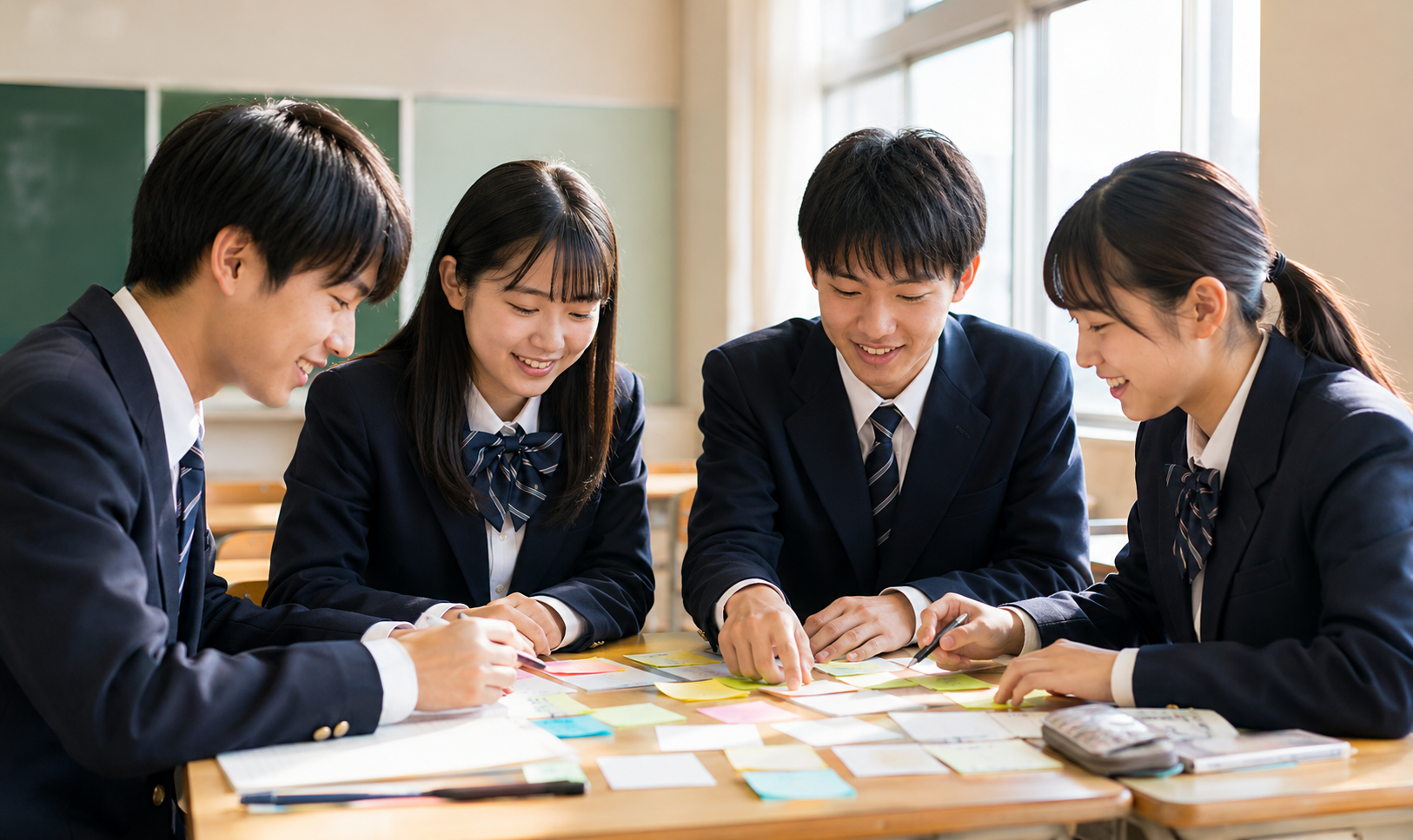 キャリアについて話し合う生徒
